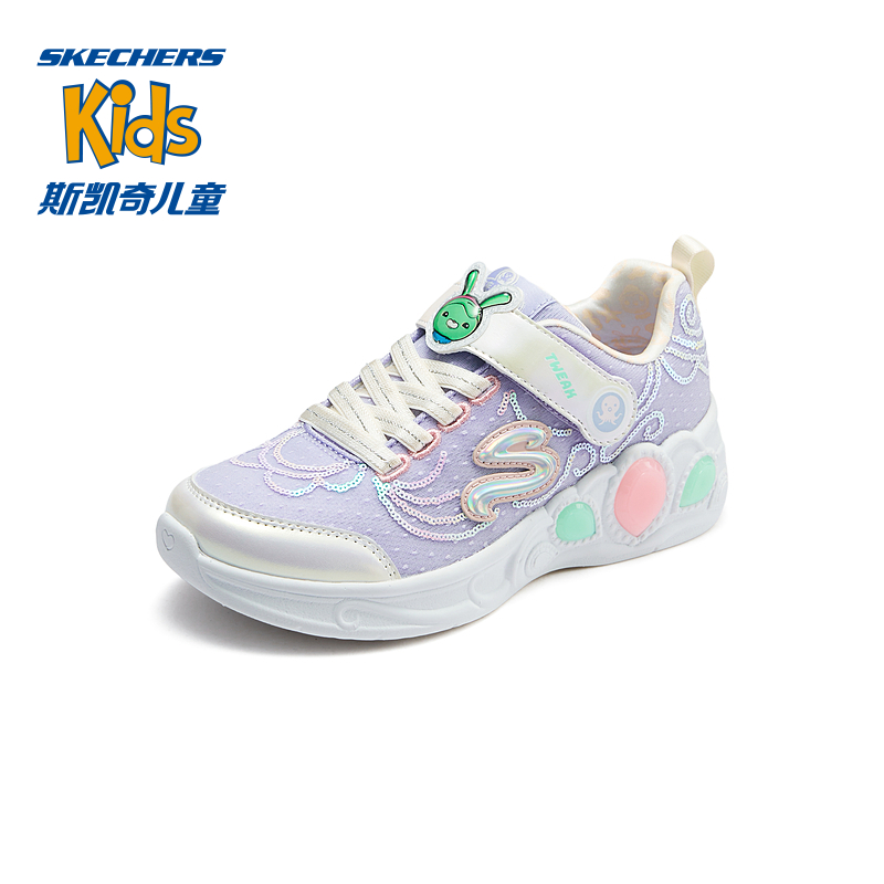 【海底小纵队联名】斯凯奇女童时尚发光休闲鞋春秋儿童公主闪灯鞋