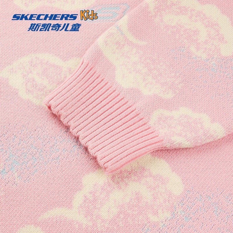 Skechers斯凯奇女童云纹渐变印花毛织卫衣冬季儿童休闲保暖上衣,淘宝优惠券,粉丝福利购,淘宝优惠卷