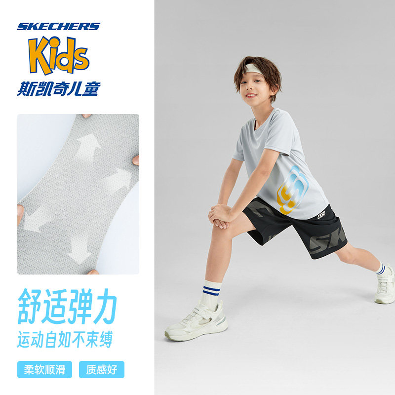 斯凯奇速干科技童装男童夏装t恤 skechers童鞋T恤
