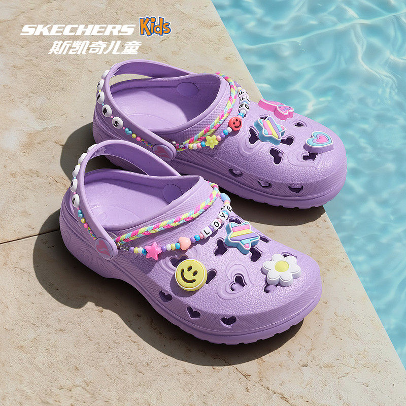 斯凯奇儿童泡泡鞋一脚蹬洞洞鞋疏水沙滩鞋