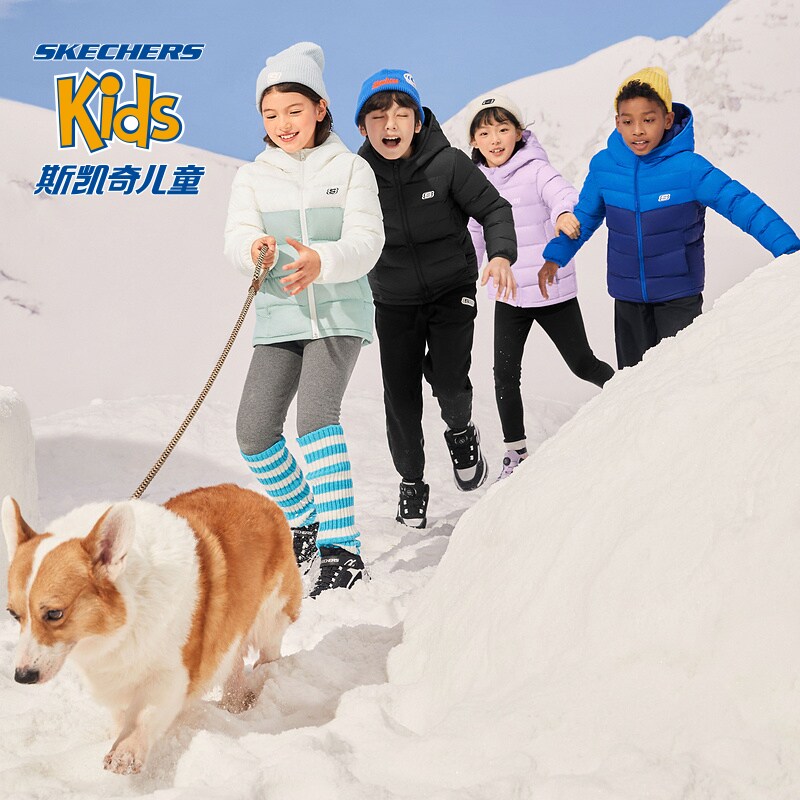skechers儿童三防秋冬女童羽绒服 skechers童鞋羽绒服