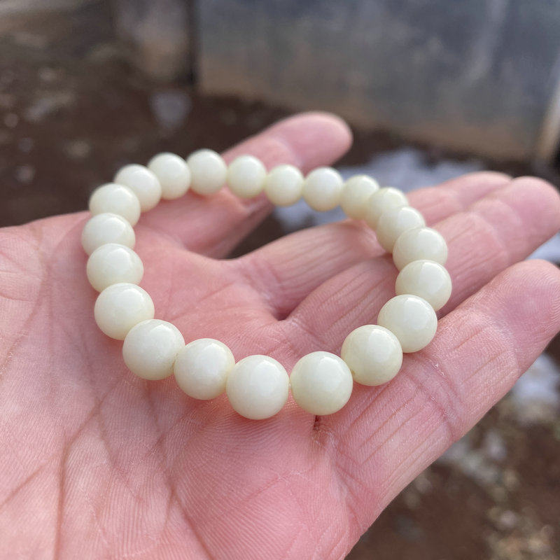 保真正品陕西蓝田玉手串活玉手链女款卡8mm珠子米黄色带鉴定证书,淘宝优惠券,粉丝福利购,淘宝优惠卷