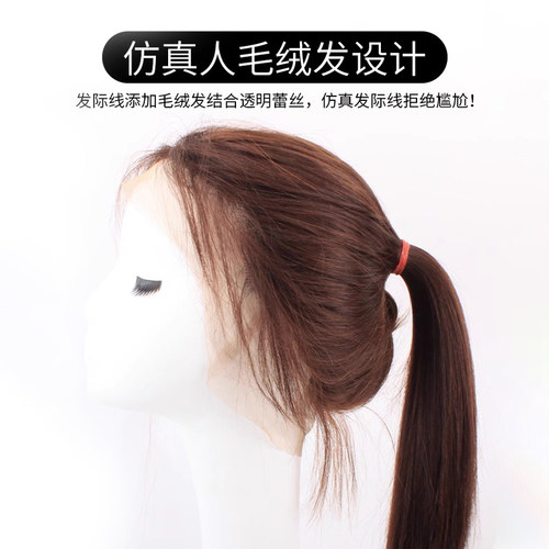英琪假发女长卷发气质蛋卷发羊毛卷全真人发蕾丝发套 - 图2