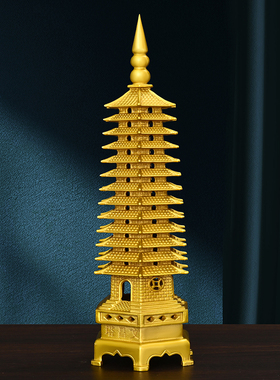 纯黄铜文昌塔摆件七层九层十三层办公室书房书桌摆设客厅装饰工艺