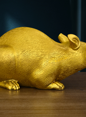 纯黄铜锦毛鼠摆件十二生肖鼠招财鼠金钱鼠铜十二生肖鼠属鼠工艺品