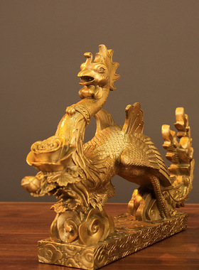 铜凤凰摆件工艺品客厅办公室龙凤呈祥吉祥物结婚礼物火凤凰大号