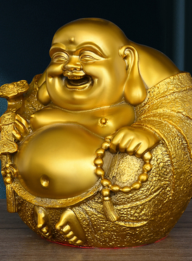 纯黄铜弥勒佛笑佛摆件一团和气大肚佛如意笑佛家居供奉装饰工艺品