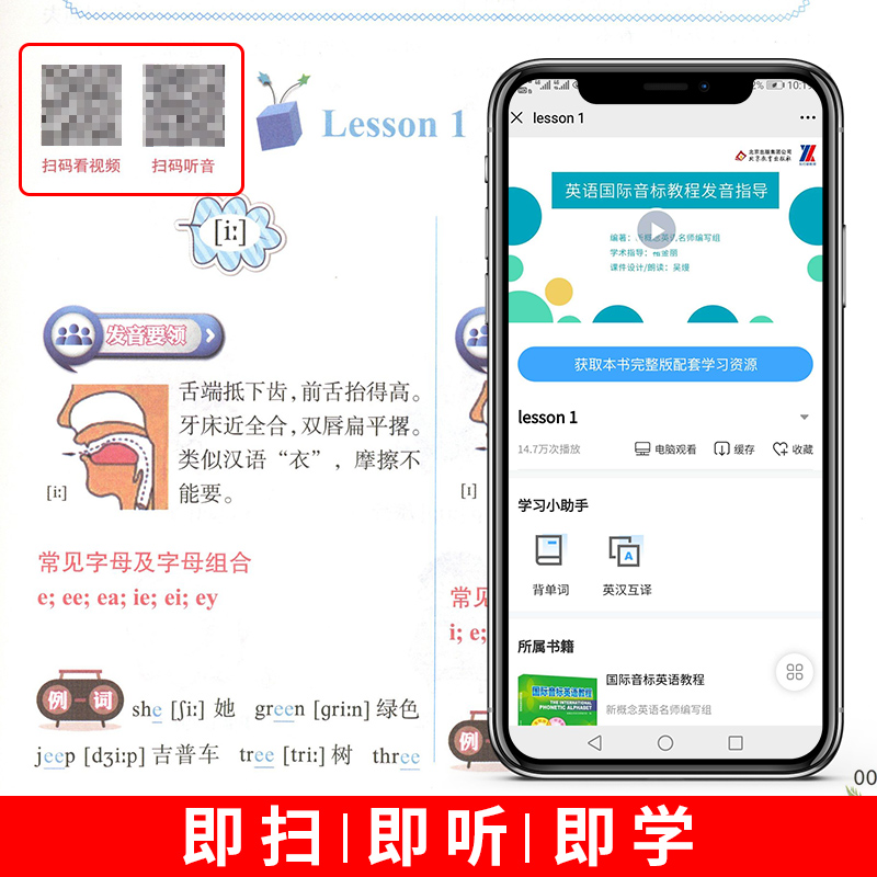 国际音标英语教程学习课程发音教材小学入门英语音标和自然拼读练习教材48个音标卡挂图教学48个英语国际音标卡片新概念英语练习册-图1