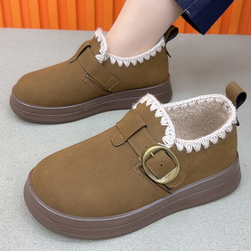 厚底加绒勃肯鞋女冬季新款加厚保暖雪地靴老北京棉鞋一脚蹬乐福鞋,淘宝优惠券,粉丝福利购,淘宝优惠卷