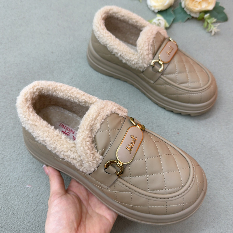 冬季新款加绒雪地靴女毛毛鞋加厚轻便时尚乐福鞋保暖防滑妈妈棉鞋,淘宝优惠券,粉丝福利购,淘宝优惠卷