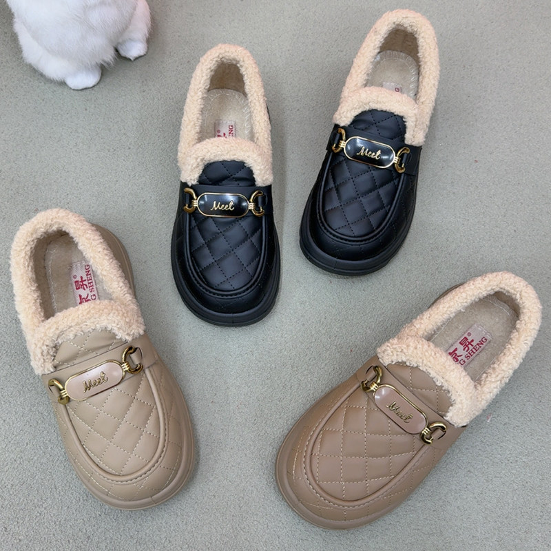 冬季新款加绒雪地靴女毛毛鞋加厚轻便时尚乐福鞋保暖防滑妈妈棉鞋,淘宝优惠券,粉丝福利购,淘宝优惠卷