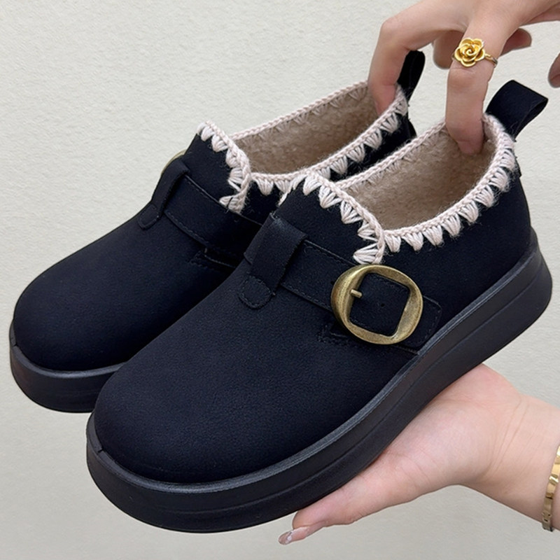 厚底加绒勃肯鞋女冬季新款加厚保暖雪地靴老北京棉鞋一脚蹬乐福鞋,淘宝优惠券,粉丝福利购,淘宝优惠卷