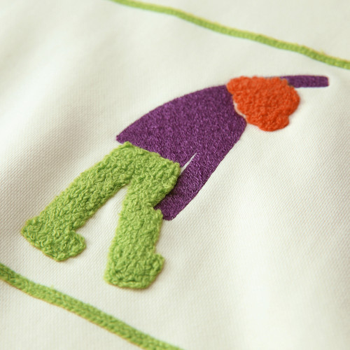 MOVEUP幻走2024秋季新款.FUN系列绣花小落肩设计师短款圆领卫衣女 - 图2