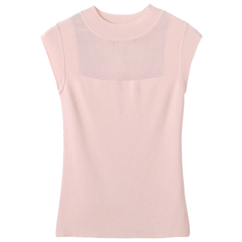 夏季性感镂空冰丝无袖外穿针织衫 拉墨客毛针织衫