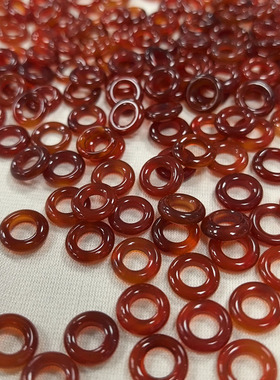 12mm圈圈6mm孔红玛瑙圆环玛瑙