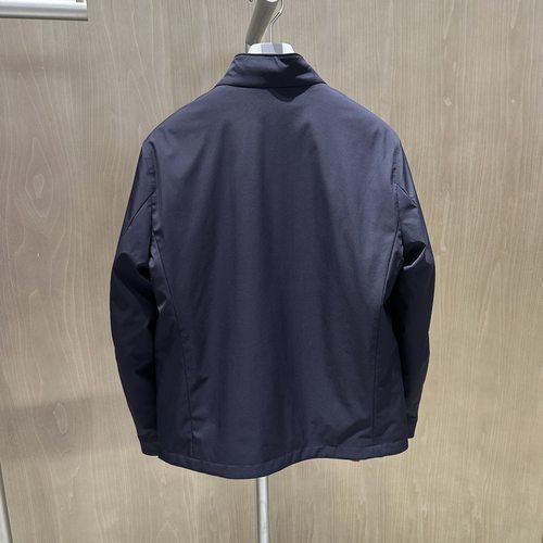 卡尔丹顿秋冬新款商务双面穿立领菱格棉服棉衣外套KDAW45504LAN6 - 图3