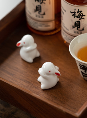 可爱陶瓷迷你小兔子茶桌摆件装饰