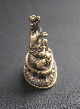 文殊菩萨佛像手中持剑供奉书房桌面纯黄铜佛堂客厅办公室居家摆件