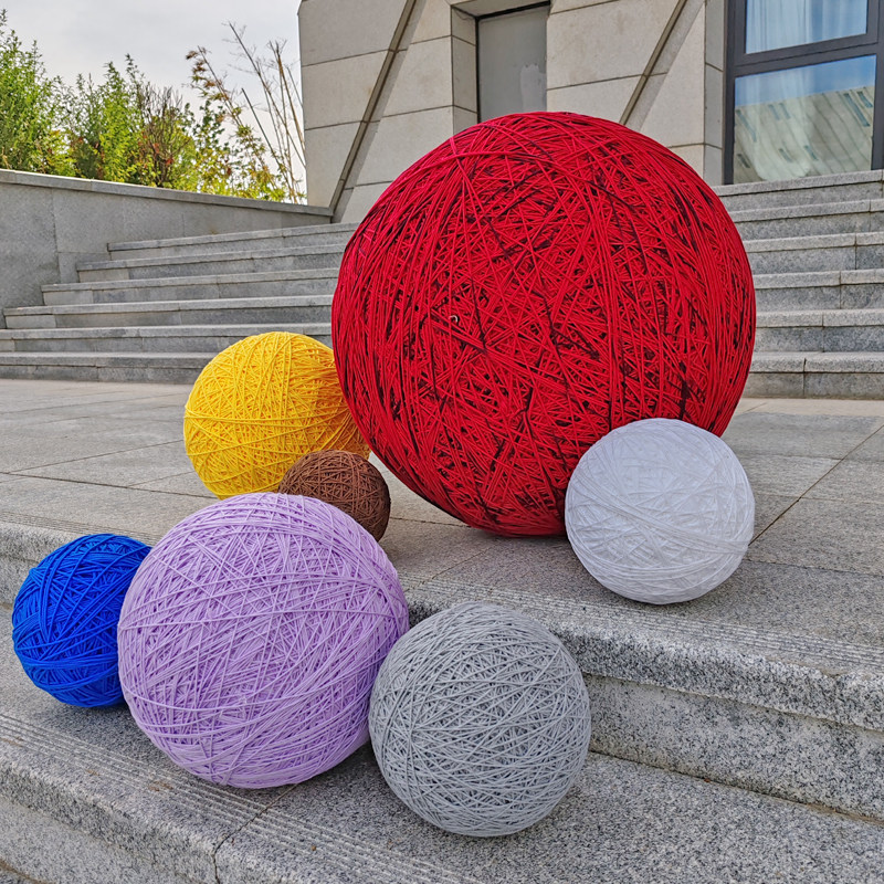 超大粗彩毛线球红黄蓝圆球手工diy吊挂球花环装饰节日婚礼情人节