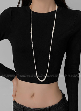 珍珠毛衣链间隔珍珠串项链