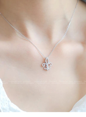 鸢尾花耳钉水钻花朵坠短项链