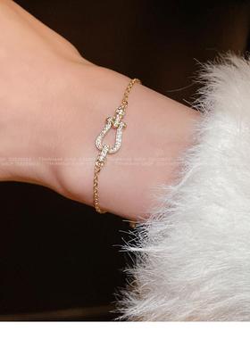 Cubic U Bracelet 欧美航海马蹄扣坠项链水钻镂空马蹄形细手链