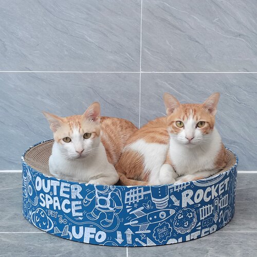简约圆形猫饼瓦楞纸猫抓板圆盘碗形猫爪板磨爪器加厚碗形猫窝猫床 - 图1