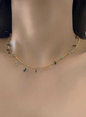 STANDii天然石项链双层个性小众