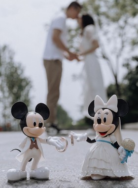 米奇米妮公仔手办周边玩具大号压床娃娃情侣一对结婚摆件玩偶礼物