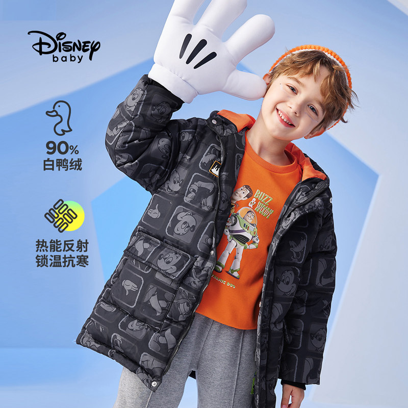 迪士尼童装男童中长款2021 disneybaby羽绒服