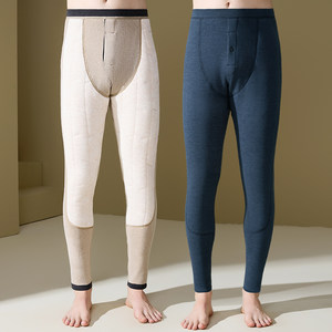 恒源祥加绒加厚保暖裤男士秋裤100%羊毛填充护膝打底线裤防寒冬季