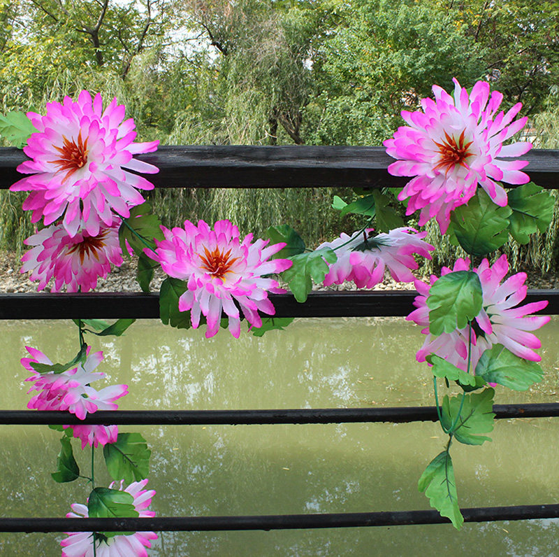 仿真花菊花藤花串挂花便宜清明花绢花扫墓花墓碑花条装饰花假花藤_虎窝淘