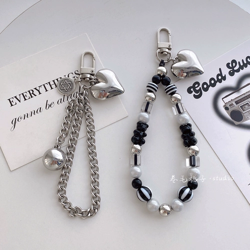 Оригинальный брендовый браслет из бисера, мобильный телефон, барсетка, подвеска, серебряный брелок, цепь для ключей с застежкой