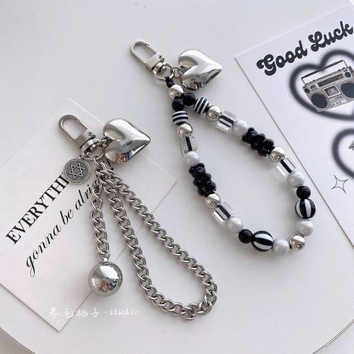 Оригинальный брендовый браслет из бисера, мобильный телефон, барсетка, подвеска, серебряный брелок, цепь для ключей с застежкой
