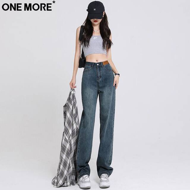 One More high street retro jeans ຂາກວ້າງບາງສໍາລັບແມ່ຍິງ summer ຊັ້ນໃຫມ່ drapey ກາງເກງກາງເກງຂາຍາວຊື່ສໍາລັບແມ່ຍິງ