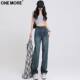 One More high street retro jeans ຂາກວ້າງບາງສໍາລັບແມ່ຍິງ summer ຊັ້ນໃຫມ່ drapey ກາງເກງກາງເກງຂາຍາວຊື່ສໍາລັບແມ່ຍິງ