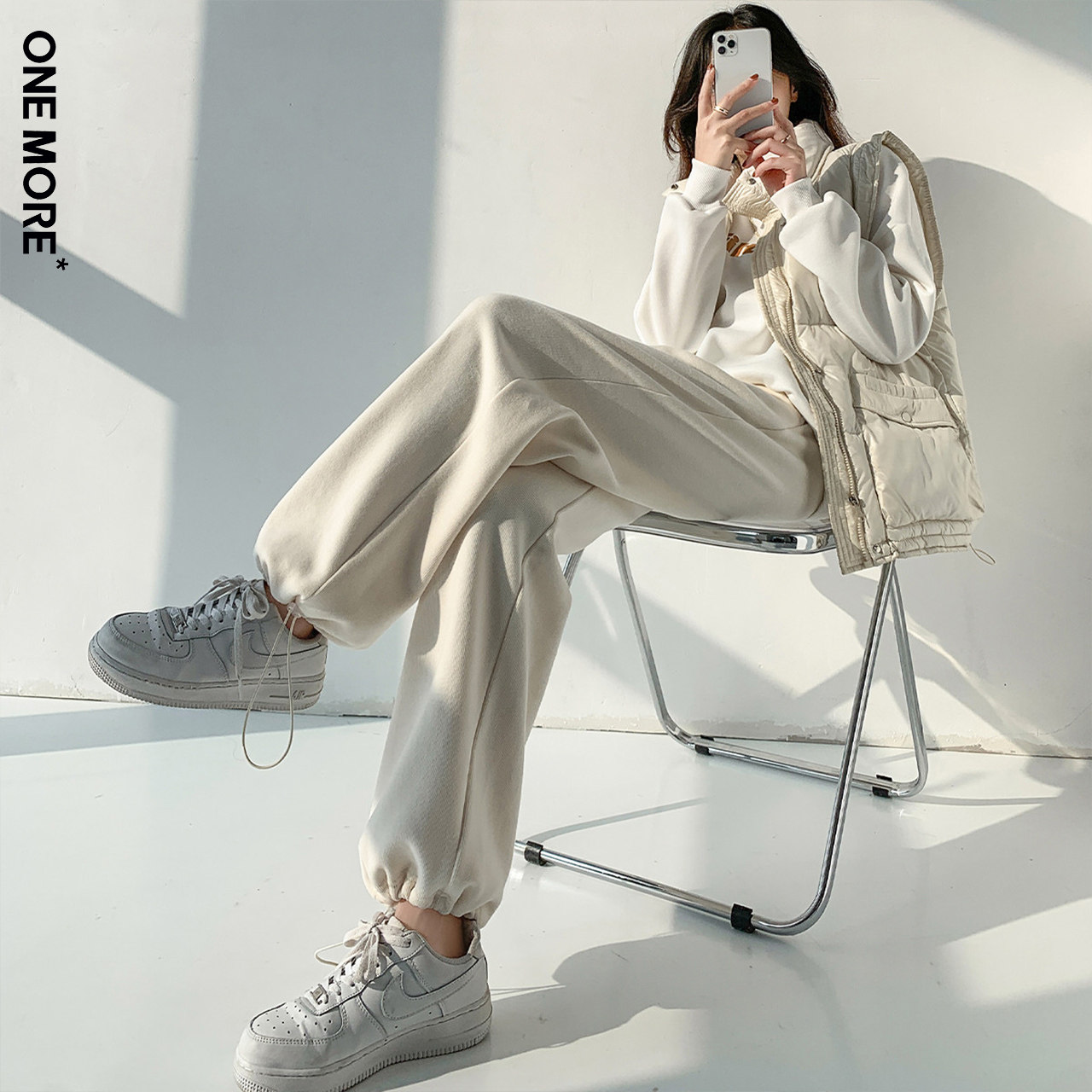 one more2022春季新款基础阔腿裤 onemore休闲裤