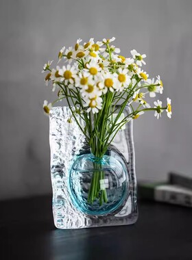 日本进口水晶玻璃台面花插摆件