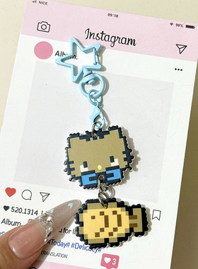 卡通猫咪像素挂件少女心钥匙扣kt