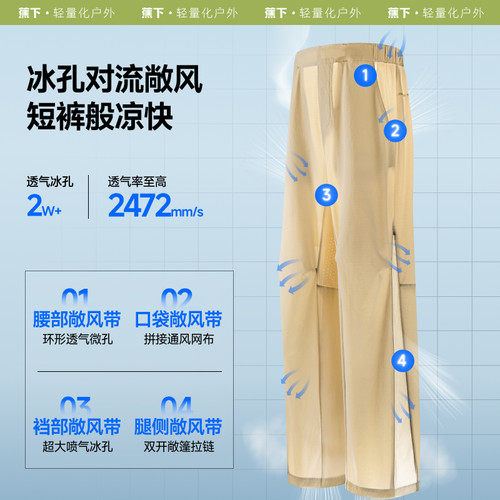 蕉下超透气休闲裤男士直筒宽松裤子夏季薄款AF910户外带风运动裤 - 图0