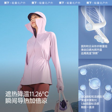 蕉下全防护指尖防晒衣女AL823冰丝户外骑行可调节松紧收腰防晒服