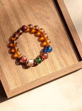 五福临门香灰琉璃手链三合生肖