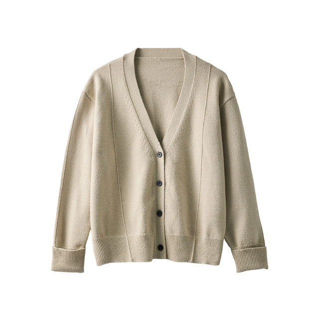 APO Women's Clothing | Light luxury sweater women's autumn and winter Korean style unisex casual loose lazy style V-neck knitted cardigan jacket