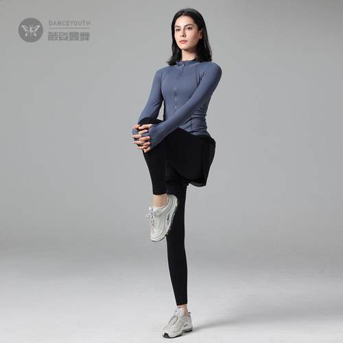 骑行假两件运动裤女高腰提臀跑步健身裤痕裸感瑜伽裤子显瘦速干 - 图1