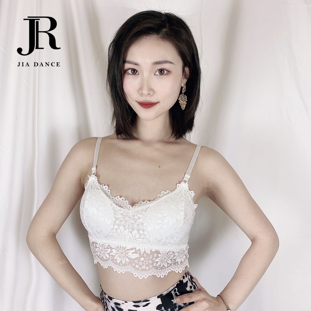 JIA.DANCE拉丁舞新款内衣女国标蕾丝吊带练功服带胸垫N09-图1