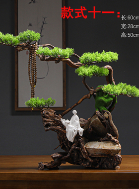 枯木禅意根雕中式风茶室软装摆件