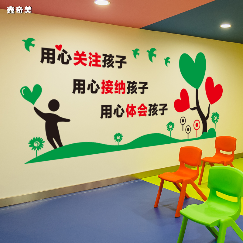 幼儿园墙面装饰贴纸学校教室文化墙布置培训托管辅导班标语墙贴画-图2