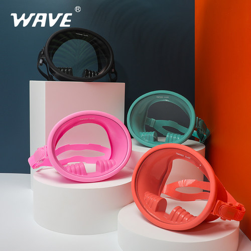 wave高清自由潜潜水镜呼吸管面镜浮潜游泳装备全面罩防水泳镜面罩 - 图0