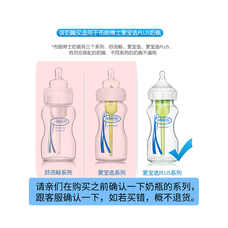 布朗博士奶嘴奶瓶配件drbrowns婴儿宽口径鸭嘴早产儿2号P/1/3/4/Y - 图0