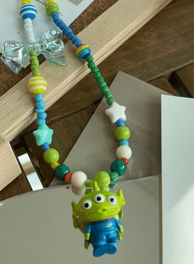 复古可爱三眼仔彩色串珠情侣项链